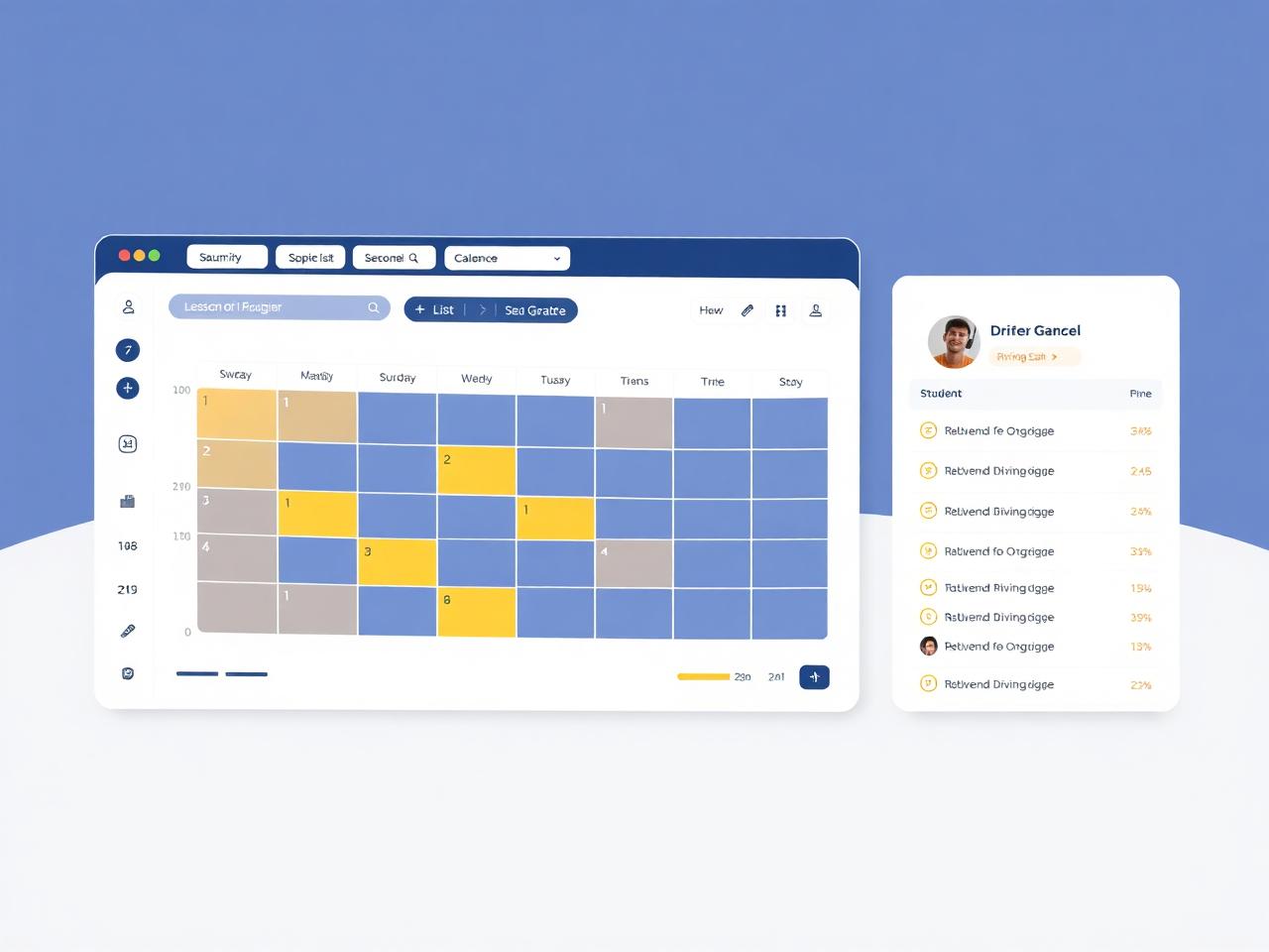 RijPlan dashboard met lessen en leerlingen